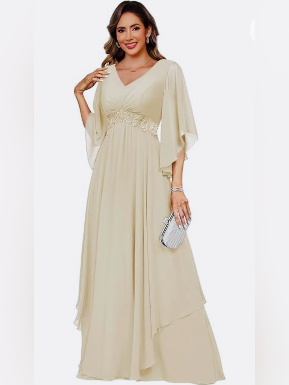 Witness of Love Chiffon Gown Size 18W Yellow